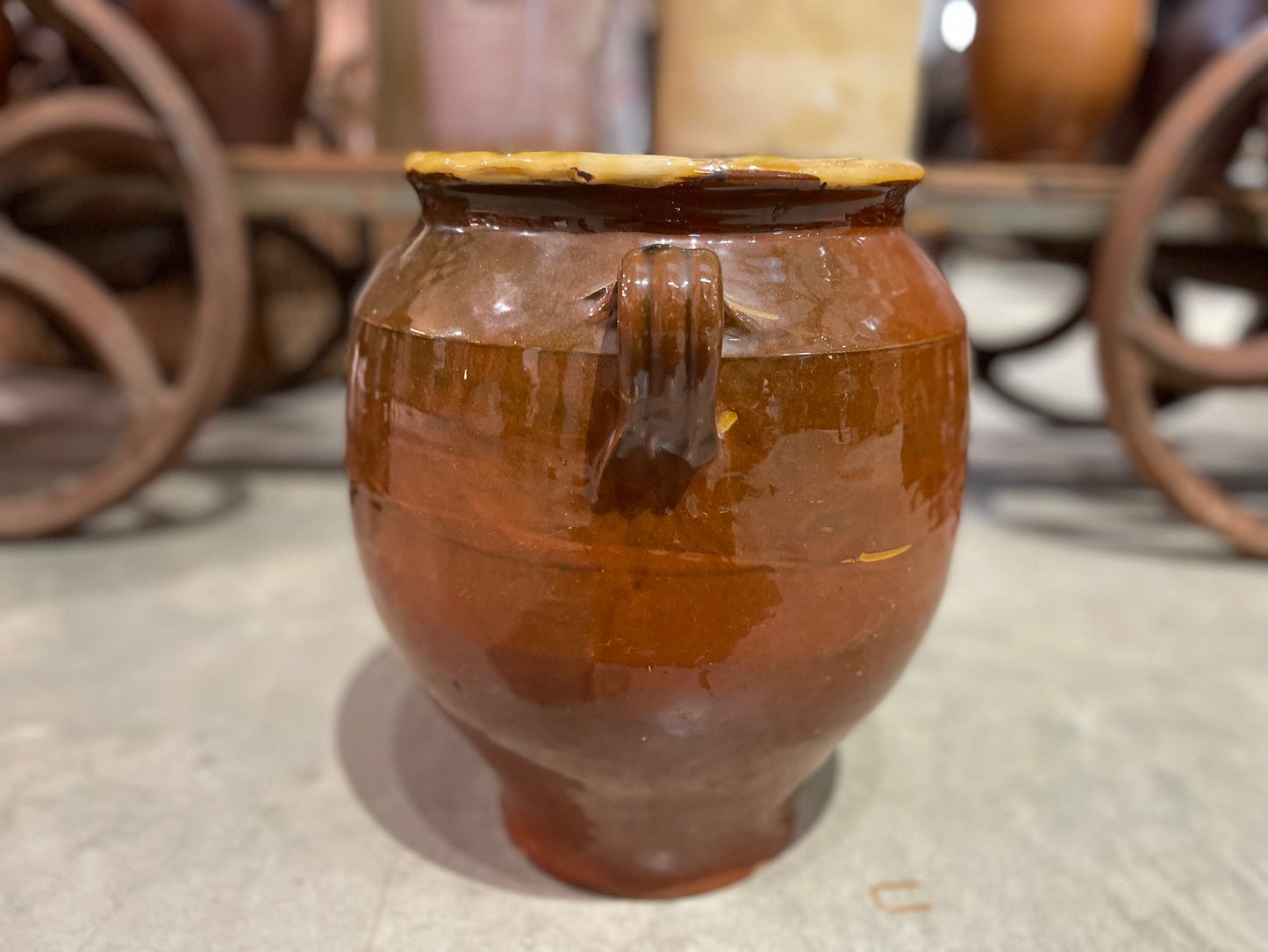 Glazed Confit Pot XL 2 Handles - Brown - The White Barn Antiques