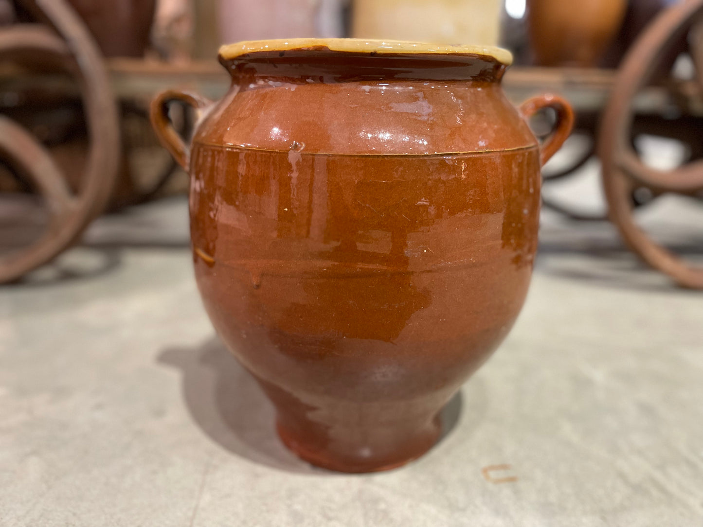 Glazed Confit Pot XL 2 Handles - Brown - The White Barn Antiques